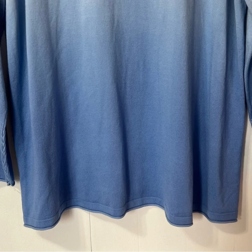 Chico’s Blue Ombre Lightweight Coastal Casual Sweater Tunic Top Size 2 US L